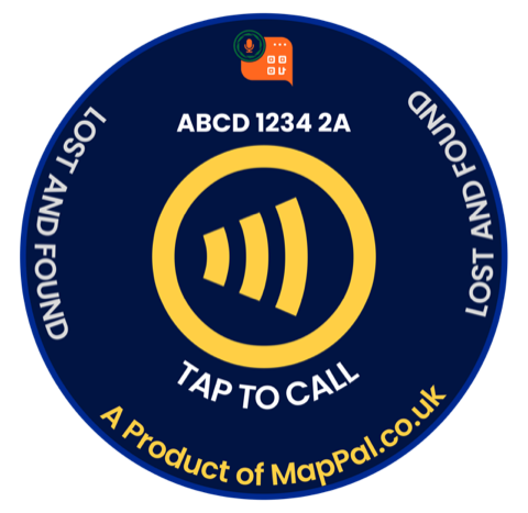 Round MapPal Gadget Tag: Lost and Found, tap to call